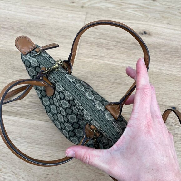 Nine West VTG Mini Purse Bag Brown Gray 90s Y2K Shoulder Strap Double Handle - Picture 5 of 14